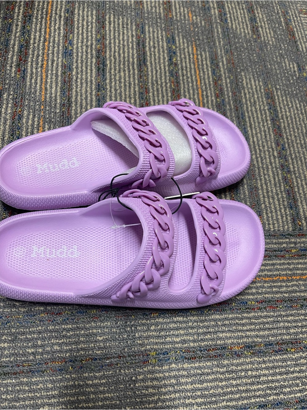Mudd Lavender Purple Chain Slide Sandals